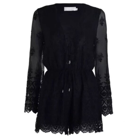 Zimmermann Lucia Silk Embroidered Romper Black S0 b53E - Picture 3 of 9
